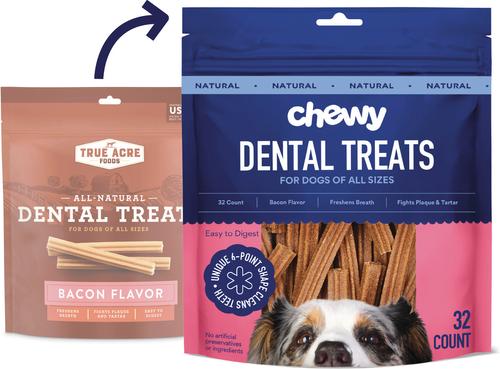 Bundle: Variety Pack - Chewy Natural Dental Chew Treats (FORMERLY TRUE ACRE FOODS): Peanut Butter, Original & Beef Flavors