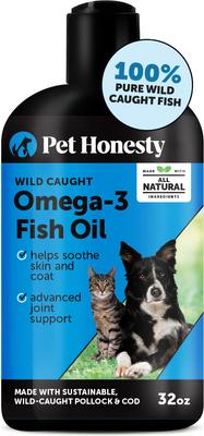 Wild Caught Omega-3 Fish Oil Liquid Skin & Coat Health Supplement for Dogs & Cats, 16-fl oz bottle