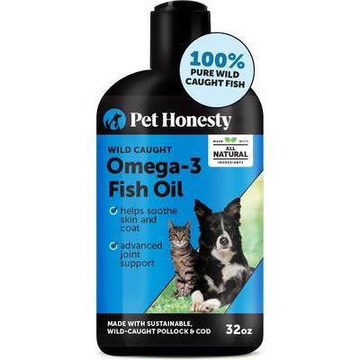 Aceite de pescado Omega-3 de captura silvestre, suplemento líquido para la salud de la piel y el pelaje de perros y gatos, botella de 16 onzas líquidas
