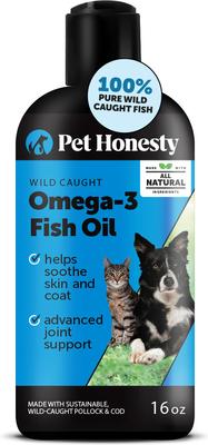 Wild Caught Omega-3 Fish Oil Liquid Skin & Coat Health Supplement for Dogs & Cats, 16-fl oz bottle