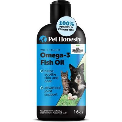 Aceite de pescado Omega-3 de captura silvestre, suplemento líquido para la salud de la piel y el pelaje de perros y gatos, botella de 16 onzas líquidas