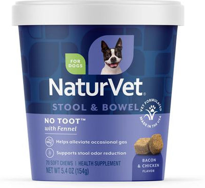 No Toot Stool & Bowel Bacon & Chicken Flavored Supplement for Dogs, 70 count