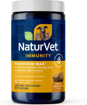 Mushroom Max Immunity Hickory Smoked Bacon Flavored Supplement for Dogs & Cats, 60 count