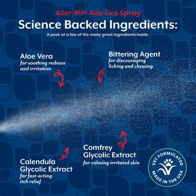 Bundle: NaturVet Aller 911 Allergy Aid Anti-Lick Paw Plus Aloe Vera Dog & Cat Spray, 8-oz bottle & NaturVet Aller-911 Allergy Aid Plus Antioxidants Cat & Dog Soft Chews, 180 count