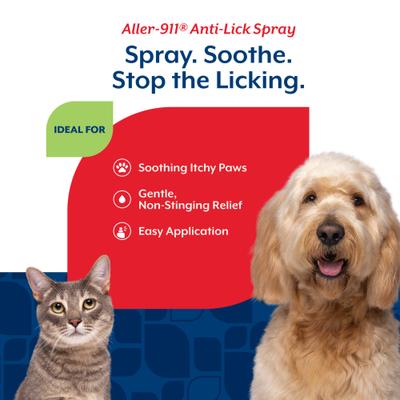 NaturVet, Aller-911 Anti-Lick Spray, spray con aloe vera para evitar lamido excesivo en perros y gatos, 236 ml