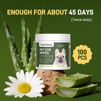 Hypoallergenic Dog & Cat Eye Wipes, 100 count