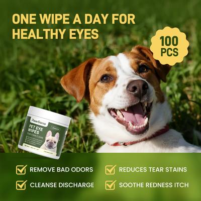 Hypoallergenic Dog & Cat Eye Wipes, 100 count