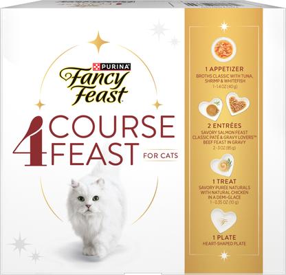 Four Course Adult Chicken, Beef, Salmon & Tuna Variety Pack Pate Wet Cat Food, 7.75-oz box