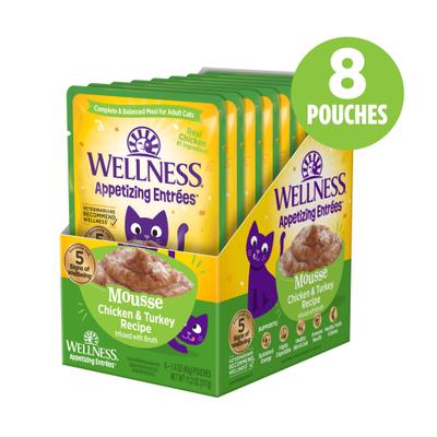 Appetizing Entrees Infused Chicken & Turkey Broth Natural Grain-Free Mousse Wet Cat Food, 1.4-oz pouch, case of 8