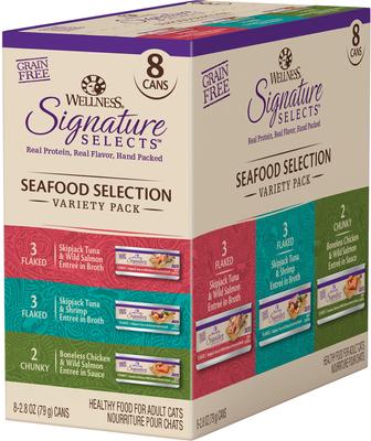 Comida enlatada para gatos CORE Signature Selects Seafood Selection Variety Pack, 2.8 oz, caja de 8