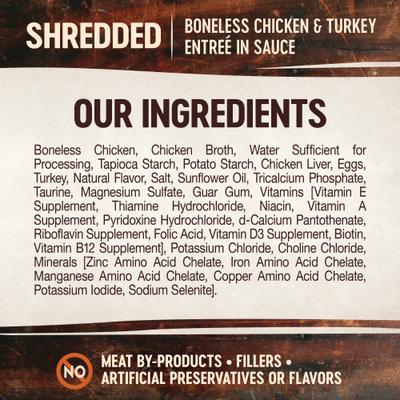 CORE Signature Selects Shredded Boneless Chicken & Turkey Entree in Sauce Grain-Free Natural Canned Cat Food, 5.3-oz, case of 12