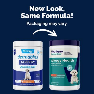 Dermabliss Seasonal Allergy & Immune Support Salmon Flavored Allergy & Fish Oil Soft Chew Supplement for Dogs, 120 count