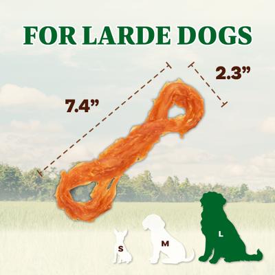 Golosinas masticables para perros con forma de cuerda de tendón de pavo, tamaño grande: bolsa de 3.5 oz