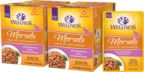 Complete Health Healthy Indulgence Morsels with Salmon & Tuna in Savory Sauce Grain-Free Wet Cat Food Pouches, 3-oz, case of 24