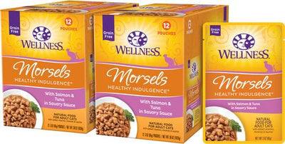 Complete Health Healthy Indulgence Morsels with Salmon & Tuna in Savory Sauce Grain-Free Wet Cat Food Pouches, 3-oz, case of 24
