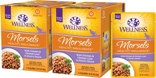 Complete Health Healthy Indulgence Morsels with Chicken & Chicken Liver in Savory Sauce Grain-Free Wet Cat Food Pouches, 3-oz, case of 24