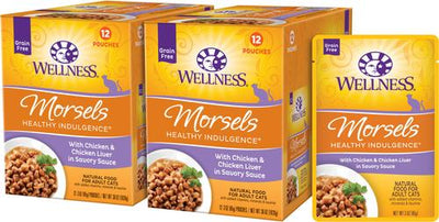 Complete Health Healthy Indulgence Morsels with Chicken & Chicken Liver in Savory Sauce Grain-Free Wet Cat Food Pouches, 3-oz, case of 24