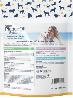 Plaqueoff System Holistic Oral Care Puppy Dental Dog Treats, 6-oz bag, count varies