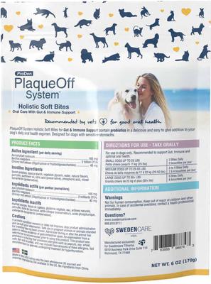 Plaqueoff System Holistic Oral Care with Gut & Immune Support Adult Dental Dog Treats, 6-oz bag, count varies