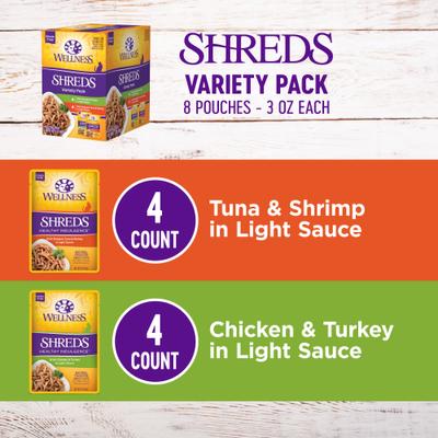 Complete Health Healthy Indulgence Shreds Grain-Free Variety Pack Cat Food Pouches, 3-oz, case of 32