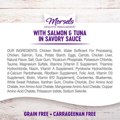 Complete Health Healthy Indulgence Morsels with Salmon & Tuna in Savory Sauce Grain-Free Wet Cat Food Pouches, 3-oz, case of 24