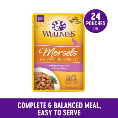 Complete Health Healthy Indulgence Morsels with Salmon & Tuna in Savory Sauce Grain-Free Wet Cat Food Pouches, 3-oz, case of 24