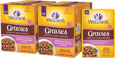 Complete Health Healthy Indulgence Gravies with Bits of Tuna & Mackerel Smothered in Gravy Grain-Free Wet Cat Food Pouches, 3-oz, case of 24