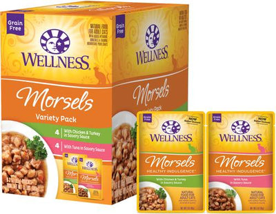 Comida para gatos Complete Health Healthy Indulgence Morsels, paquete variado sin cereales, 3 oz, caja de 32