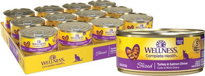 Complete Health Sliced Turkey & Salmon Dinner Grain-Free Canned Cat Food, 5.5-oz, case of 24