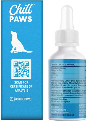 Organic 500mg Full Spectrum Hemp Extract Tincture Calming Supplement for Dogs, 1-fl oz bottle