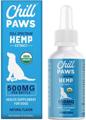 Organic 500mg Full Spectrum Hemp Extract Tincture Calming Supplement for Dogs, 1-fl oz bottle