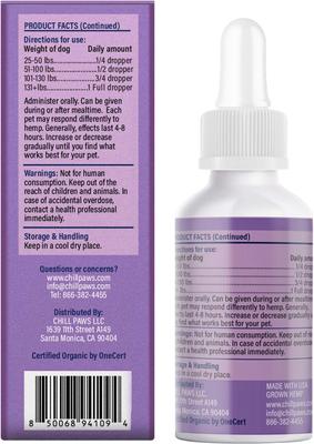 Organic 1000mg Full Spectrum Hemp Extract Tinctures Calming Supplement for Dogs, 1-fl oz bottle