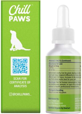 Organic 250mg Full Spectrum Hemp Extract Tincture Calming Supplement for Dogs, 1-fl oz bottle