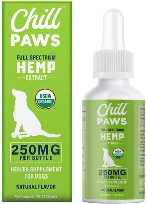Organic 250mg Full Spectrum Hemp Extract Tincture Calming Supplement for Dogs, 1-fl oz bottle
