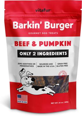 Barkin Burger Beef & Pumpkin Grain-Free Dehydrated Dog Treats, 24-oz bag