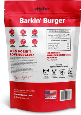 Barkin Burger Beef & Pumpkin Grain-Free Dehydrated Dog Treats, 24-oz bag