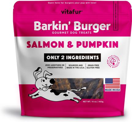 Barkin Burger Salmon & Pumpkin Grain-Free Dehydrated Dog Treats, 16-oz bag
