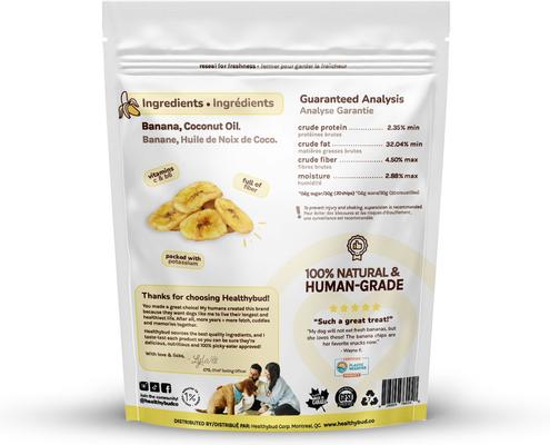 Banana Chips Crunchy Vegan Dog Treats Single Ingredient, 5.3-oz bag