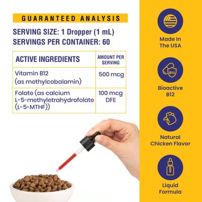 Vitamin B12 Chicken Flavored Liquid Dog Vitamin, 2-fl oz bottle