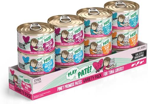 PLAY Best Feline Friend Lovers Aw Yeah! Pinky Promise Paté! Variety Pack Grain-Free Wet Cat Food, 2.8-oz can, case of 12