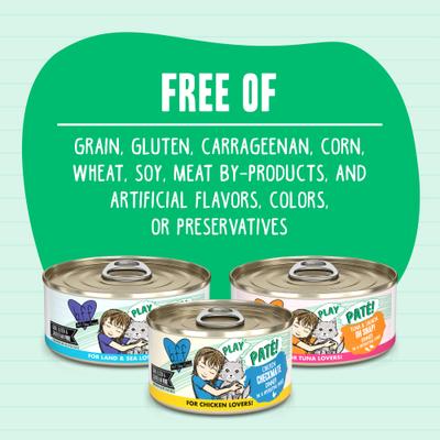 Play Pate Lovers Oh Snap! Tuna & Salmon Grain-Free Wet Cat Food, 5.5-oz can, pack of 8