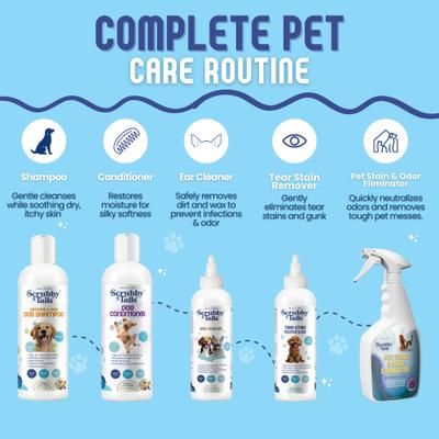 Champú para perros Scrubby Tails con aroma natural de avena y lavanda para aliviar la picazón en la piel, botella de 473 ml (16 onzas líquidas)