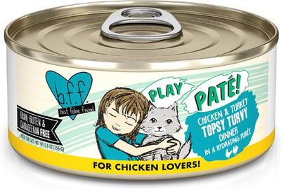 Comida húmeda para gatos Play Pate Lovers Chicken & Turkey Topsy Turvy, lata de 5.5 oz, paquete de 8