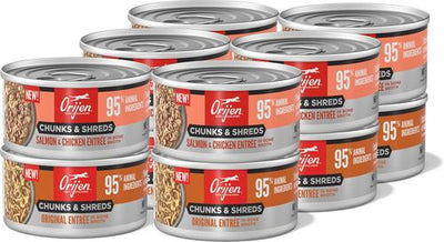 Original Chunks & Shreds Variety Pack Salmon & Chicken Entrees Wet Cat Food, 3-oz can, case of 12