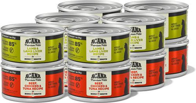 Premium Beef Chicken & Tuna + Lamb Variety Pack Pate in Bone Broth Wet Cat Food, 3-oz can, case of 12