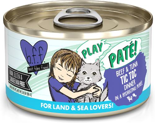 Play Pate Lovers Beef & Tuna Tic Toc Wet Cat Food, 2.8-oz can, pack of 12