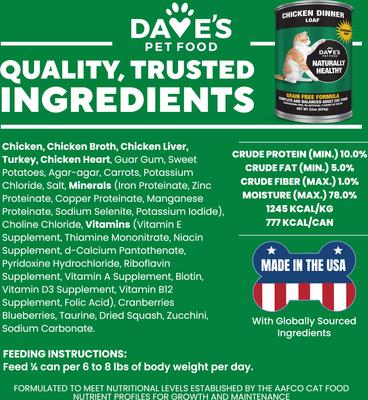 Naturally Healthy Chicken Dinner Formula Pate Grain-Free Canned Wet Cat Food, 22-oz can, case of 12