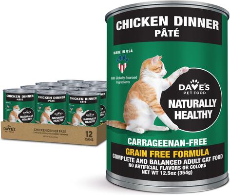 Naturally Healthy Chicken Dinner Formula Pate Grain-Free Canned Wet Cat Food, 22-oz can, case of 12