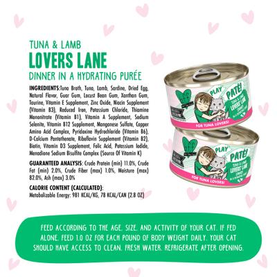 Play Pate Lovers Tuna & Lamb Lovers' Lane Wet Cat Food, 2.8-oz can, pack of 12