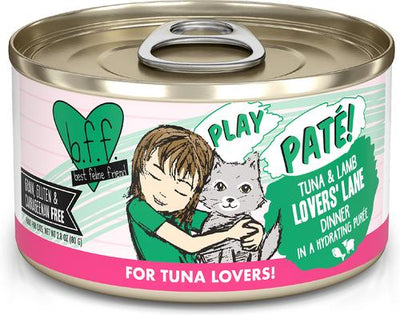 Play Pate Lovers Tuna & Lamb Lovers' Lane Wet Cat Food, 2.8-oz can, pack of 12